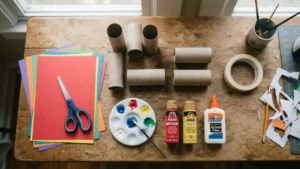 Materiales necesarios para hacer manualidades con tubos de cartón de cocina